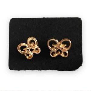 New 9k Gold Handmade Bohemian Minimalist Butterfly Stud Earrings